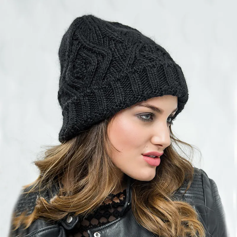 Explosions Diamond Square Soft Coarse Wool Knitted Hat Women's Hat Fashion Autumn And Winter Wool Hat display picture 32