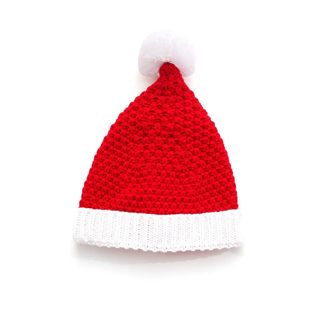 New Christmas Hat Red Fur Ball Warm Knitted Hat Christmas Accessories Dress Up Hat  Wool Hat display picture 3