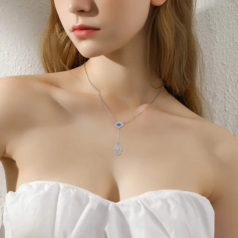 Sterling Silver Long-Lasting Plated Zircon Inlay Devil's Eye  Pendant Necklace display picture 4