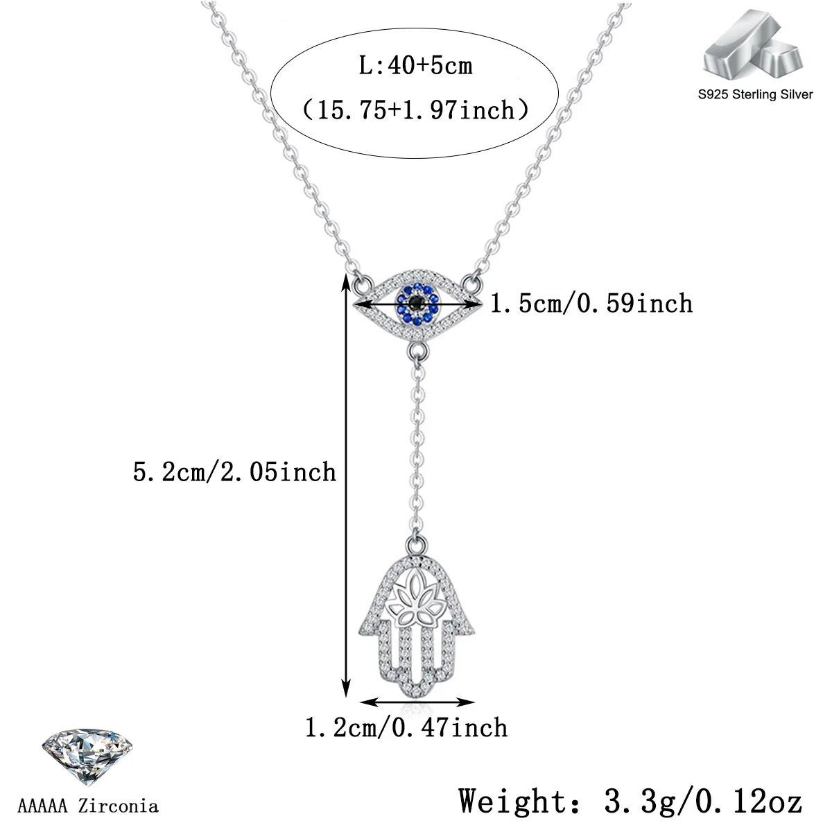 Sterling Silver Long-Lasting Plated Zircon Inlay Devil's Eye  Pendant Necklace display picture 1