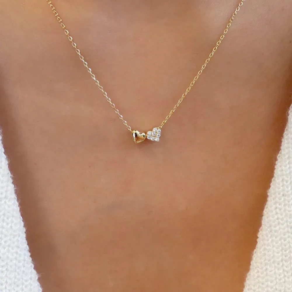 925 Sterling Silver Long-Lasting Plated Zircon Inlay Heart Shape Pendant Necklace display picture 3
