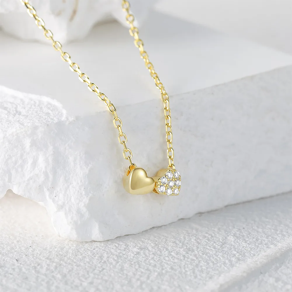 925 Sterling Silver Long-Lasting Plated Zircon Inlay Heart Shape Pendant Necklace display picture 4