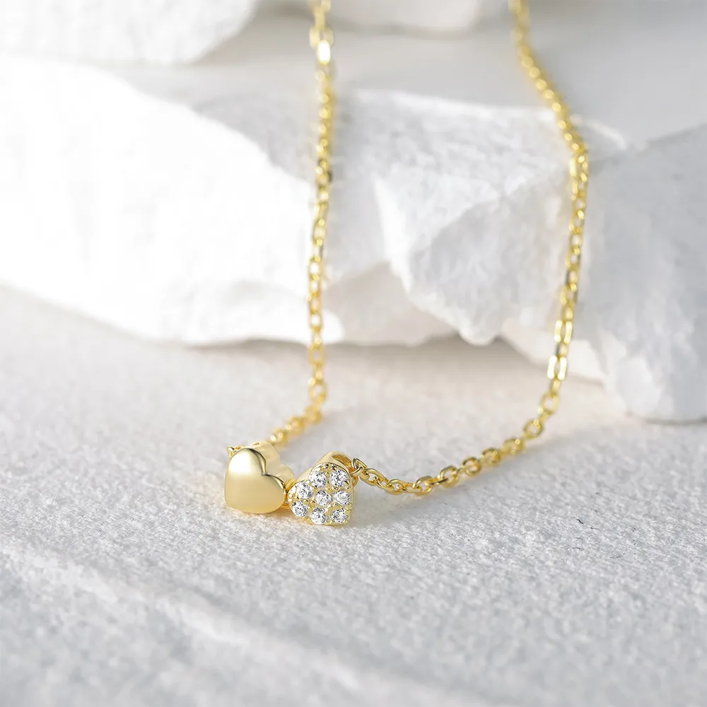 925 Sterling Silver Long-Lasting Plated Zircon Inlay Heart Shape Pendant Necklace display picture 5