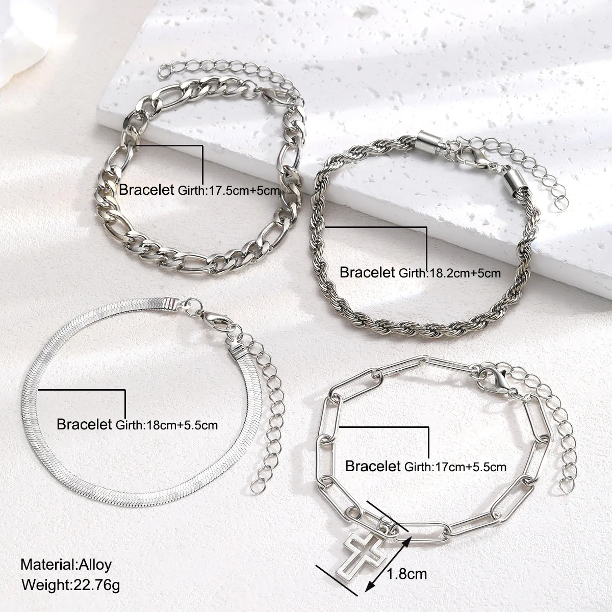 Basic Simple Style Cross Alloy Plating Unisex Bracelets display picture 1