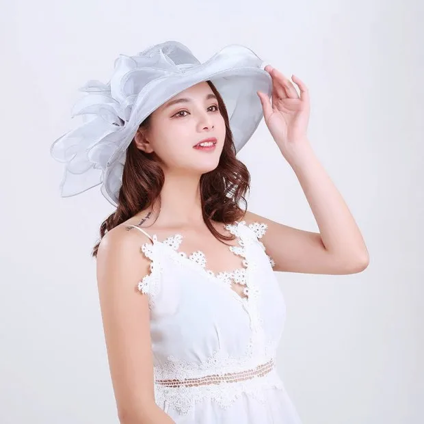 Sun Hat Women's Sun Hat Sun Protection UV Protection Spring And Summer Cool Hat Gauze Hat Beach Hat Organza Bow display picture 3