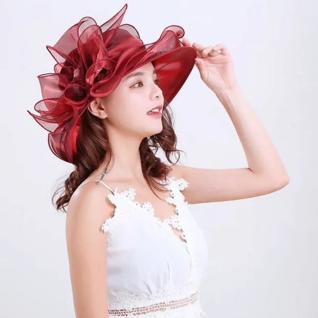 Sun Hat Women's Sun Hat Sun Protection UV Protection Spring And Summer Cool Hat Gauze Hat Beach Hat Organza Bow display picture 12
