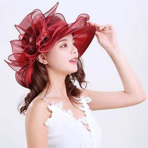 Sun Hat Women's Sun Hat Sun Protection UV Protection Spring Summer Hat Shaler Hat Beach Hat Organza Bow display picture 1