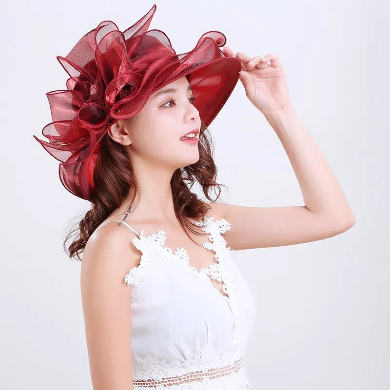 Sun Hat Women's Sun Hat Sun Protection UV Protection Spring Summer Hat Shaler Hat Beach Hat Organza Bow display picture 3