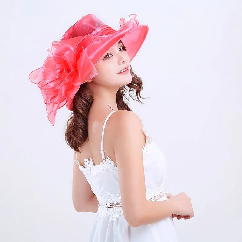 Sun Hat Women's Sun Hat Sun Protection UV Protection Spring Summer Hat Shaler Hat Beach Hat Organza Bow display picture 4