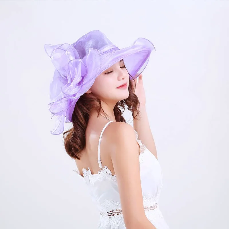 Sun Hat Women's Sun Hat Sun Protection UV Protection Spring Summer Hat Shaler Hat Beach Hat Organza Bow display picture 9