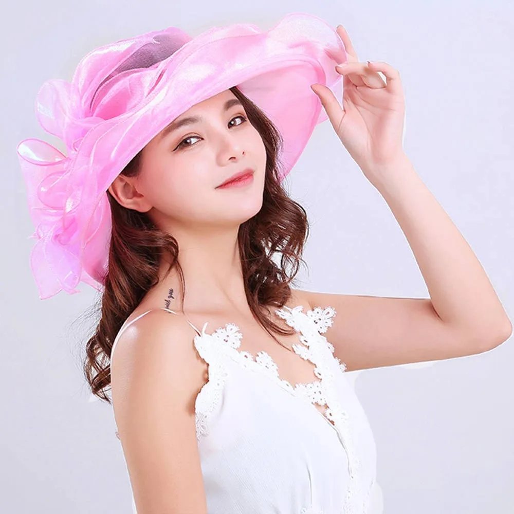 Sun Hat Women's Sun Hat Sun Protection UV Protection Spring Summer Hat Shaler Hat Beach Hat Organza Bow display picture 11