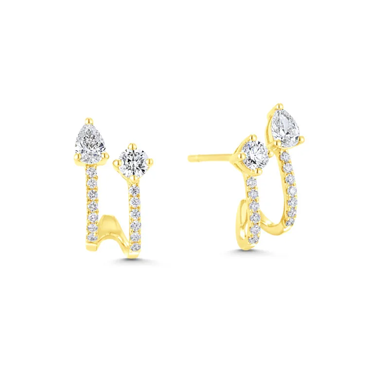 1 Pair Modern Style Classic Style Geometric Copper Zircon Ear Studs display picture 3