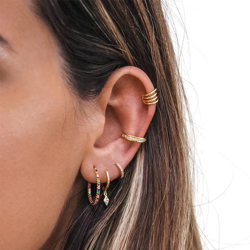 1 Pair Modern Style Classic Style C Shape Copper Zircon Ear Studs display picture 5