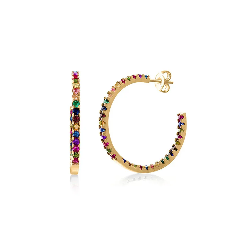 1 Pair Modern Style Classic Style C Shape Copper Zircon Ear Studs display picture 4