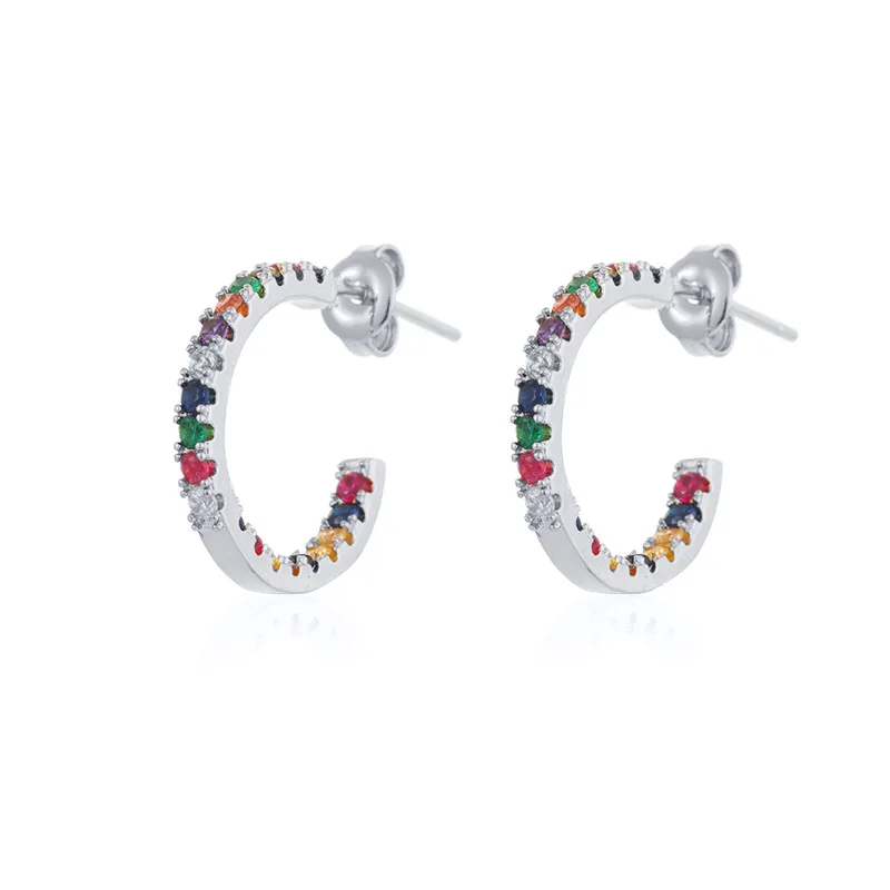 1 Pair Modern Style Classic Style C Shape Copper Zircon Ear Studs display picture 3