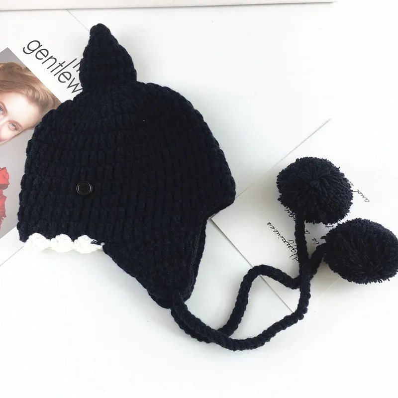 Autumn And Winter Baby Sweet Cute Shark Knitted Hat For Boys And Girls Warm Ear Protective Hat For Children Wool Hat display picture 6