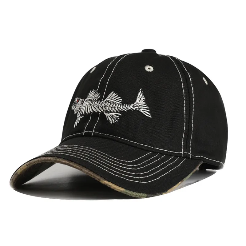 New Men's Spring And Summer Fishbone Embroidered Baseball Cap Outdoor Fishing Peaked Cap  Casual Sun Hat display picture 1