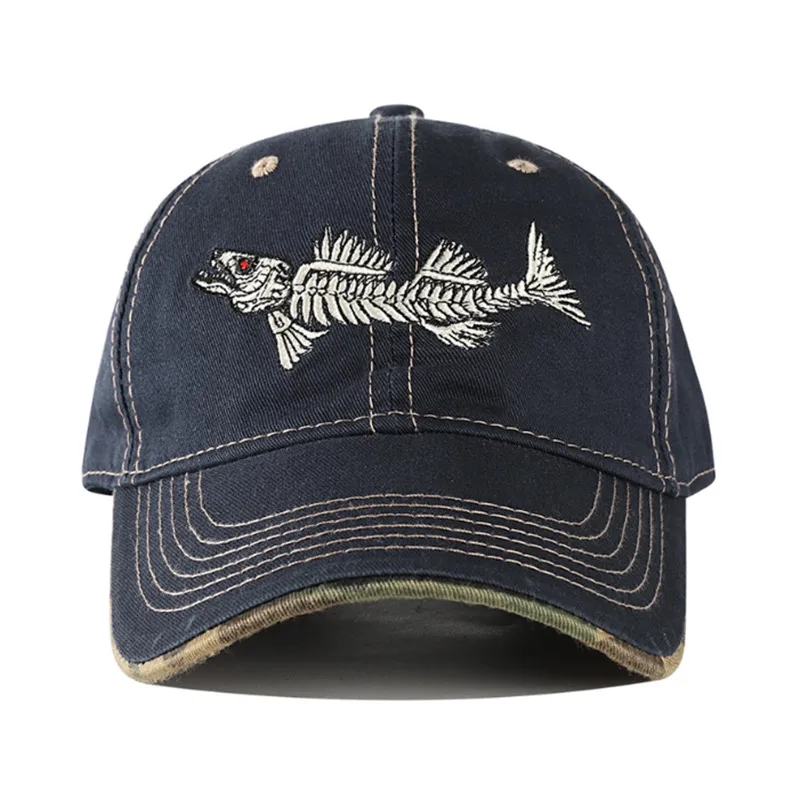 New Men's Spring And Summer Fishbone Embroidered Baseball Cap Outdoor Fishing Peaked Cap  Casual Sun Hat display picture 3