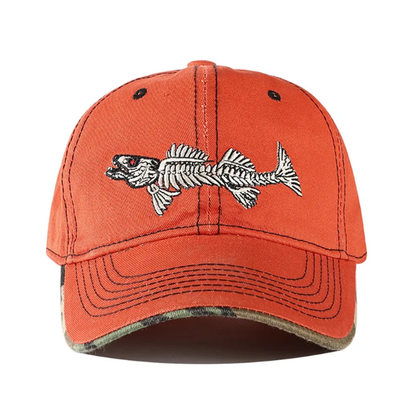 New Men's Spring And Summer Fishbone Embroidered Baseball Cap Outdoor Fishing Peaked Cap  Casual Sun Hat display picture 4