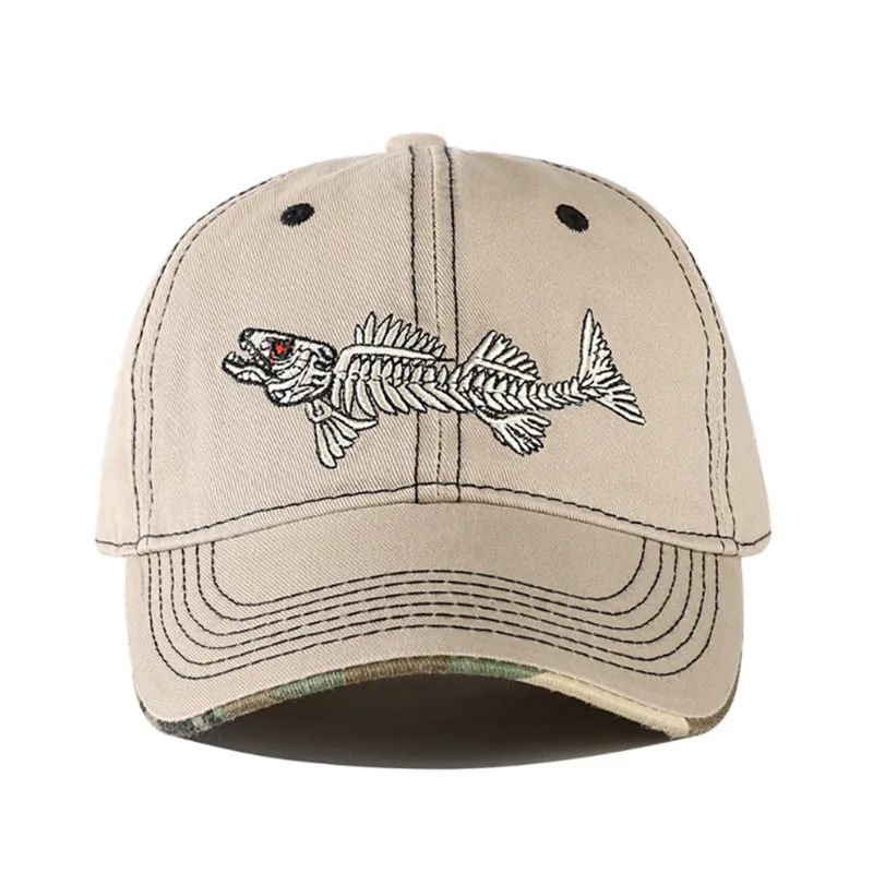 New Men's Spring And Summer Fishbone Embroidered Baseball Cap Outdoor Fishing Peaked Cap  Casual Sun Hat display picture 5