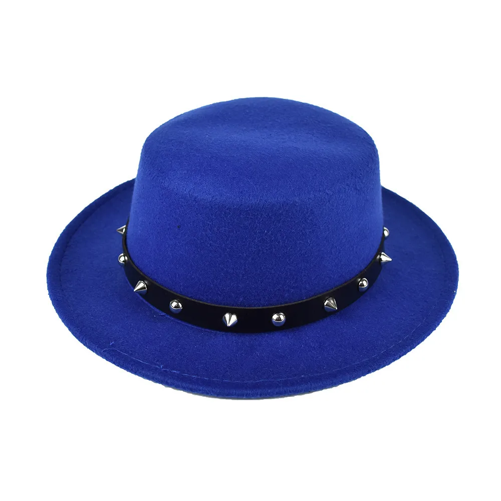 British Style  Belt Flat Top Hat Personality Street Performance Woolen Hat Classic Jazz Hat Wholesale display picture 7