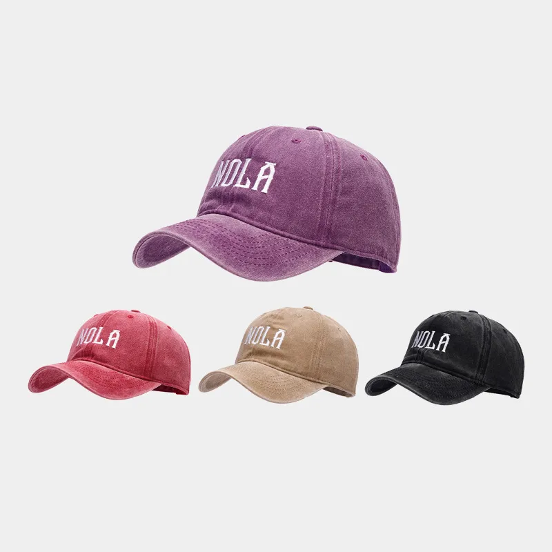 Hat Women's  Embroidered Letters NOLA Baseball Cap Korean Style  Retro Casual Couple Peaked Cap Men display picture 1