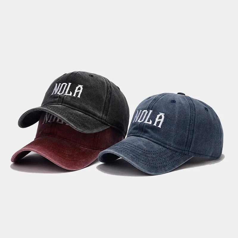 Hat Women's  Embroidered Letters NOLA Baseball Cap Korean Style  Retro Casual Couple Peaked Cap Men display picture 3
