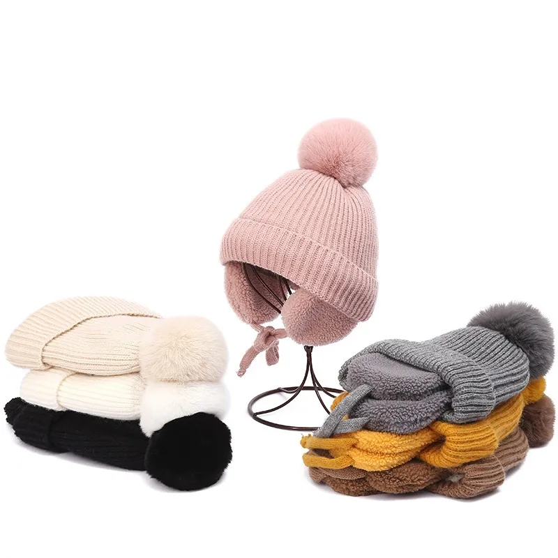 Children's Hat Autumn And Winter New Internet Popular  Fur Ball Wool Hat Fleece-lined Ear Protection Warm Knitted Hat Baby Hat display picture 9