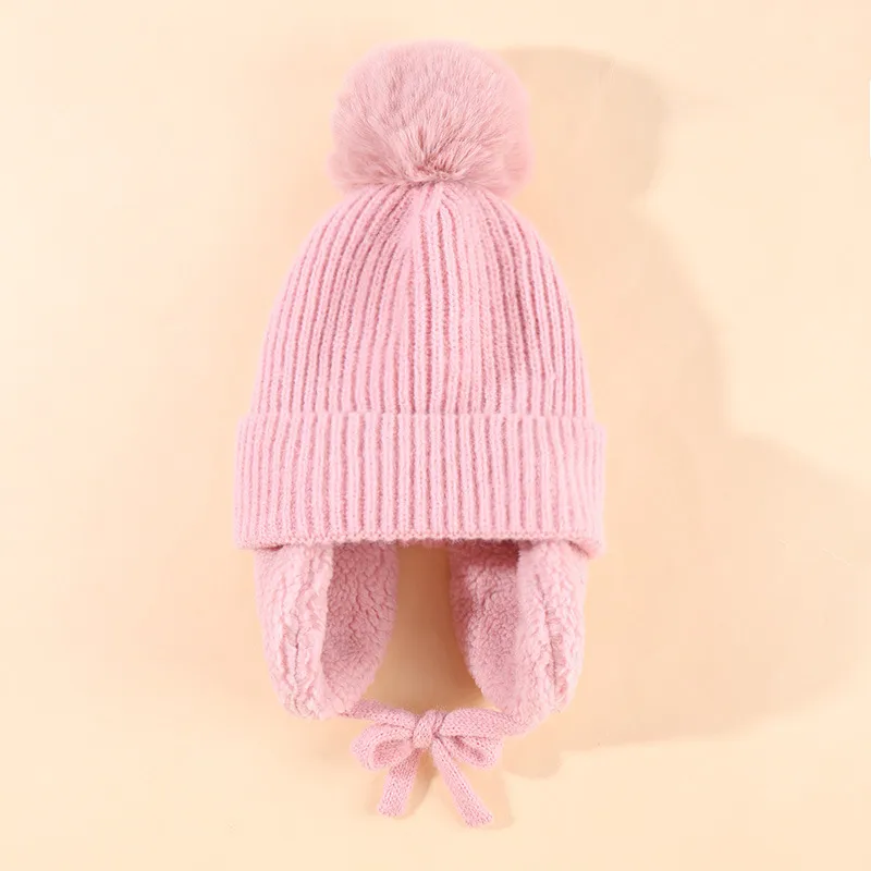 Children's Hat Autumn And Winter New Internet Popular  Fur Ball Wool Hat Fleece-lined Ear Protection Warm Knitted Hat Baby Hat display picture 10