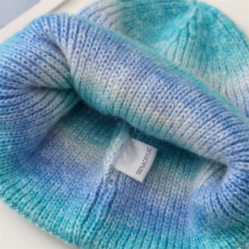 New Rainbow Thickened Tie-Dye Hat  Korean Autumn And Winter Gradual Color Wool Hat Women's Warm Ear Protection Cold Hat For Women display picture 16
