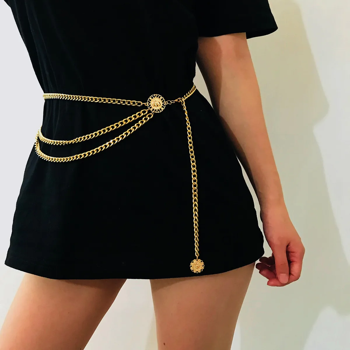 Europe And The United States  Jewelry Fashion Love Waist Chain Female Retro Metal Moon Star Pendant Body Chain Manufacturers Sales display picture 11