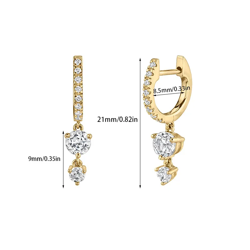 1 Pair Modern Style Classic Style Geometric Plating Copper Zircon Drop Earrings Ear Studs display picture 2
