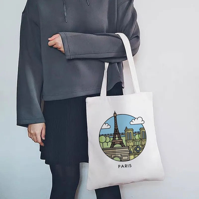 Women's Large Canvas Letter Building Streetwear Square Open Shoulder Bag display picture 4