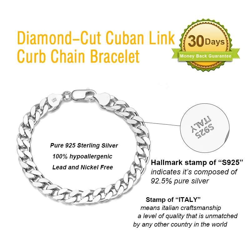 925 Sterling Silver Bangles Ear Studs Chain & Link Bracelets Hiphop display picture 2