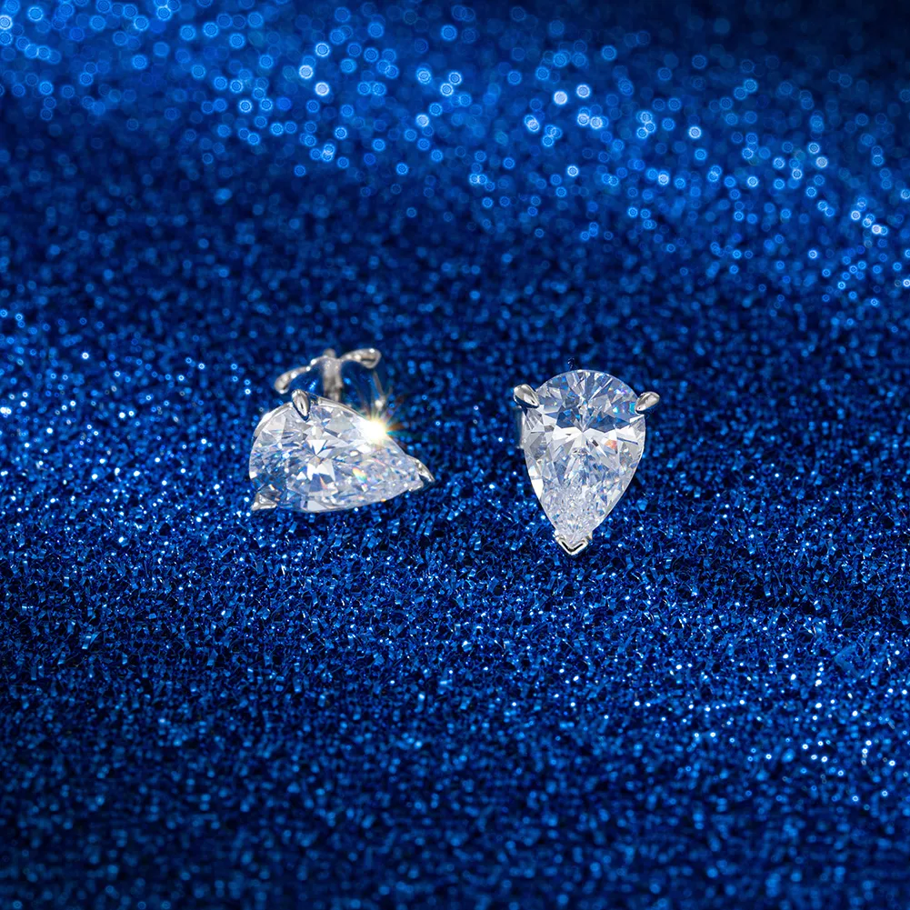 White Gold Plated Silver Plated 925 Sterling Silver Silver ZIRCON Water Droplets EARRINGS Stud Earrings display picture 4