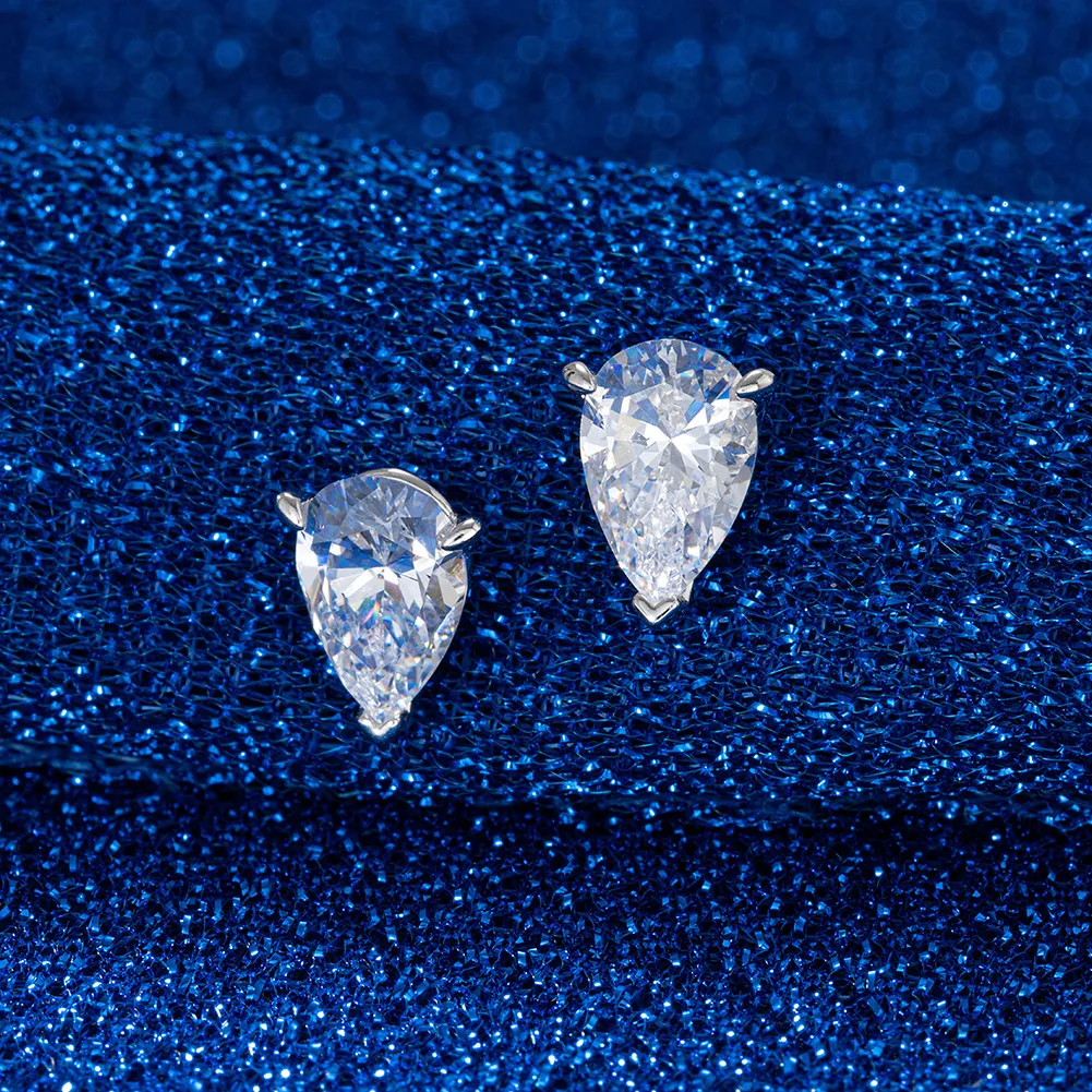 White Gold Plated Silver Plated 925 Sterling Silver Silver ZIRCON Water Droplets EARRINGS Stud Earrings display picture 5