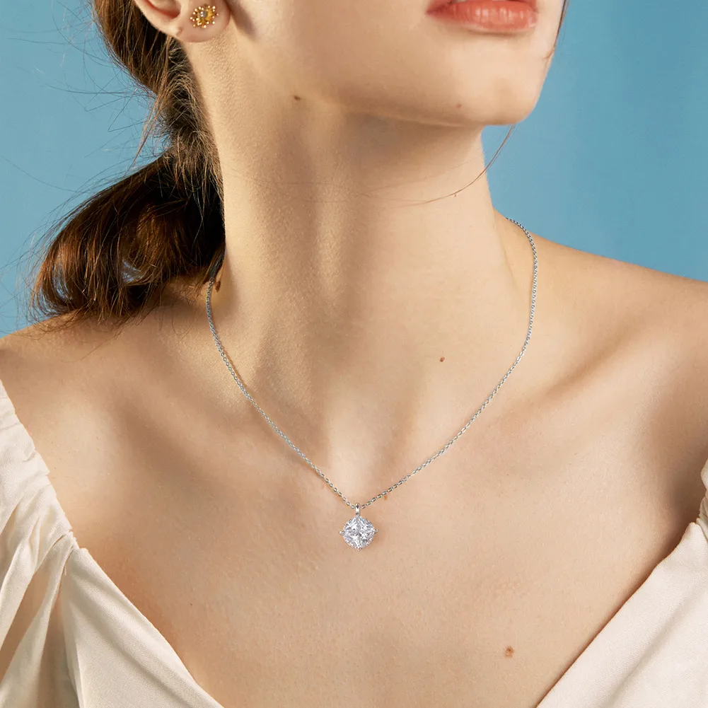 925 Sterling Silver Rhodium Plated Silver Plated ZIRCON Cable Chain Geometric NECKLACES Pendant Necklaces display picture 3