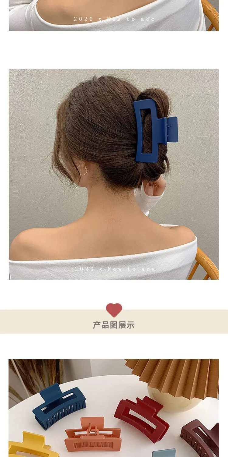 Vintage Frosted Grab Clip Candy Color Hairpin Hair Grab Back Of Head Large Shark Clip Fixed Hair Accessories Ponytail Clip Children display picture 8