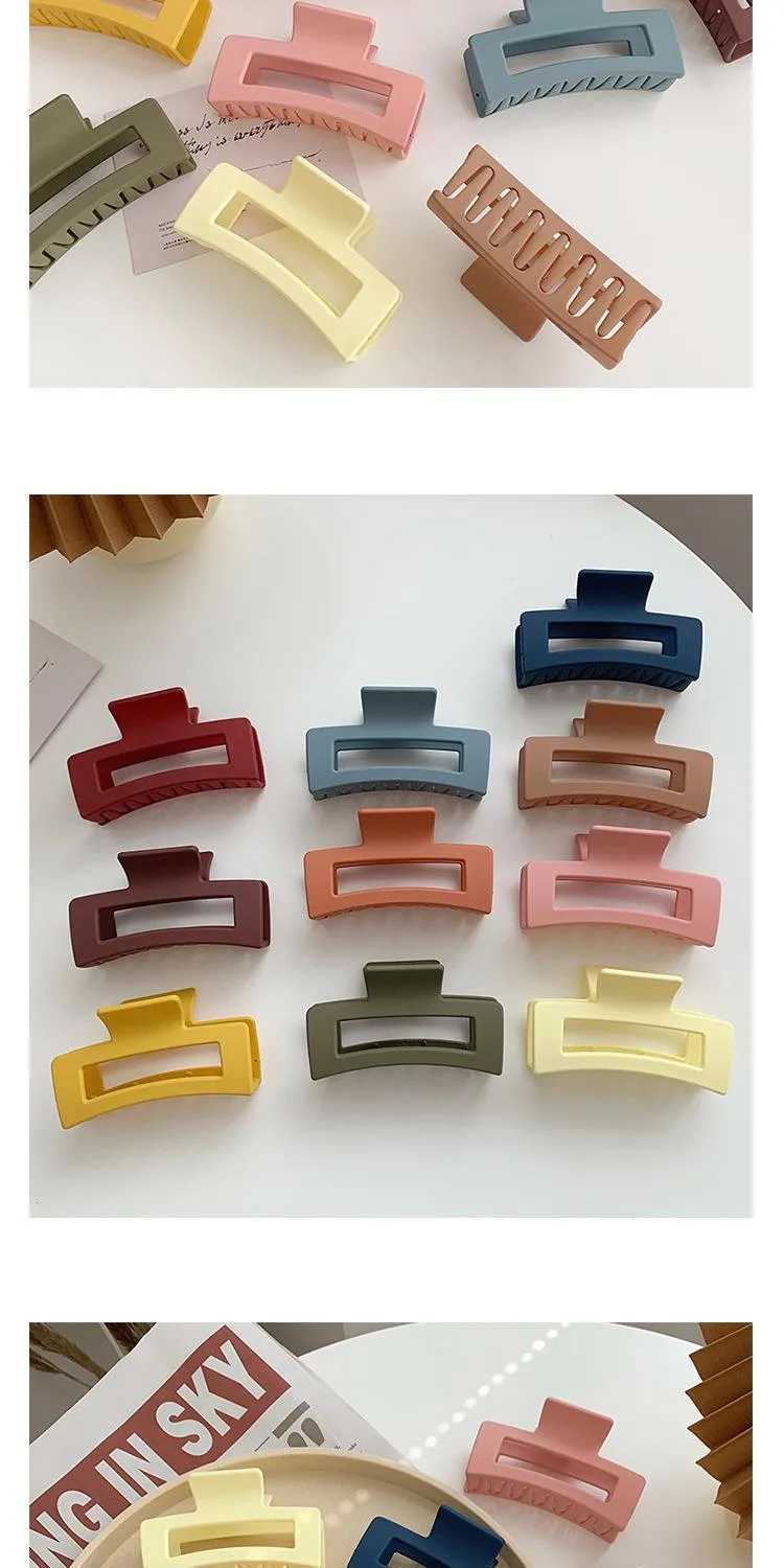 Vintage Frosted Grab Clip Candy Color Hairpin Hair Grab Back Of Head Large Shark Clip Fixed Hair Accessories Ponytail Clip Children display picture 9