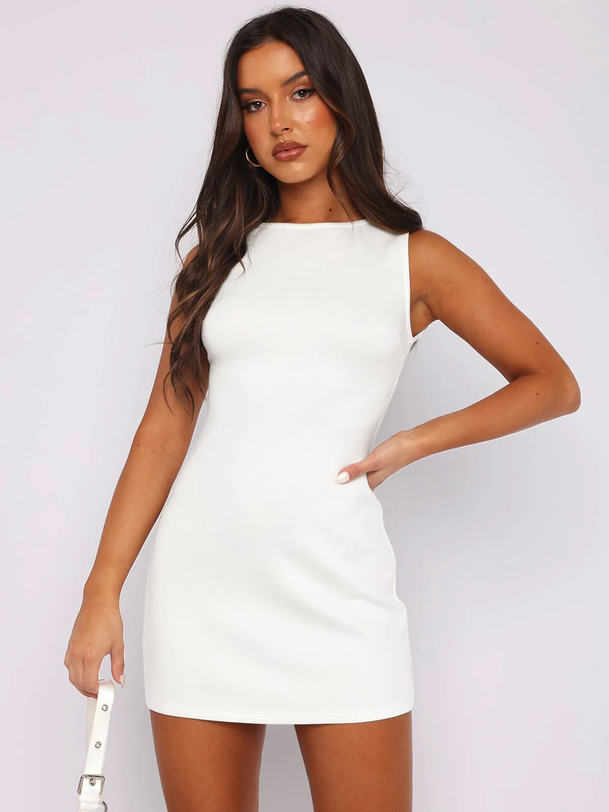 Spring  Women's Skirt High-end Basic Color Waist Sexy Hip Skirt  Sleeveless Dress Pure Desire display picture 24