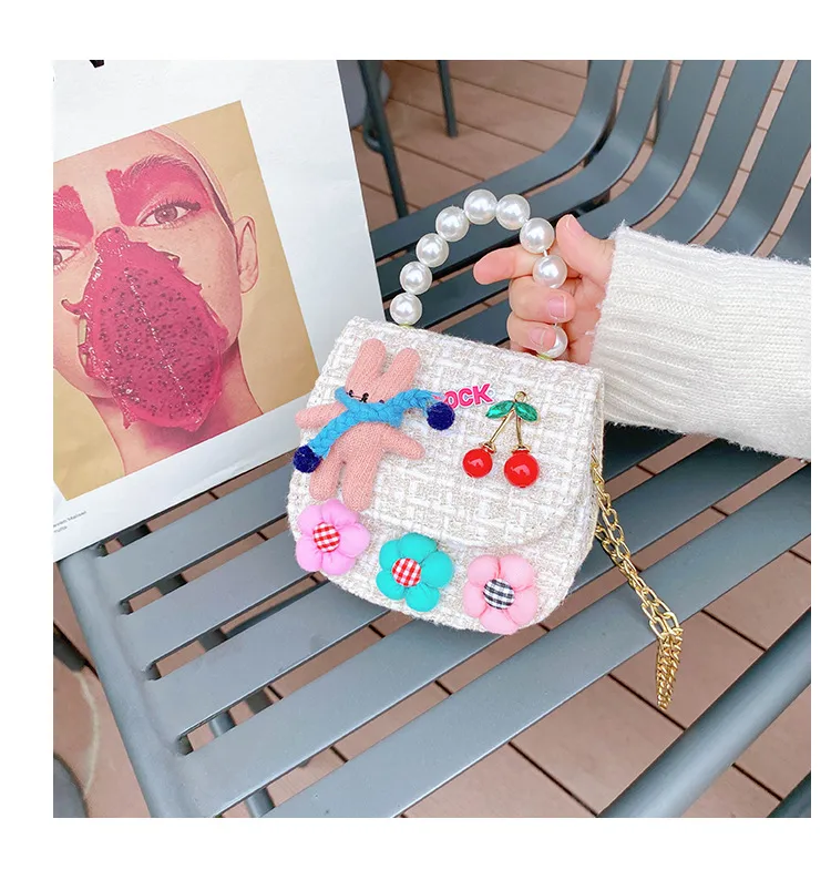 Fashion Children's Bag Cute Flower Baby Girl Coin Purse Cotton Linen Cartoon Bunny Children's Crossbody Bag display picture 10