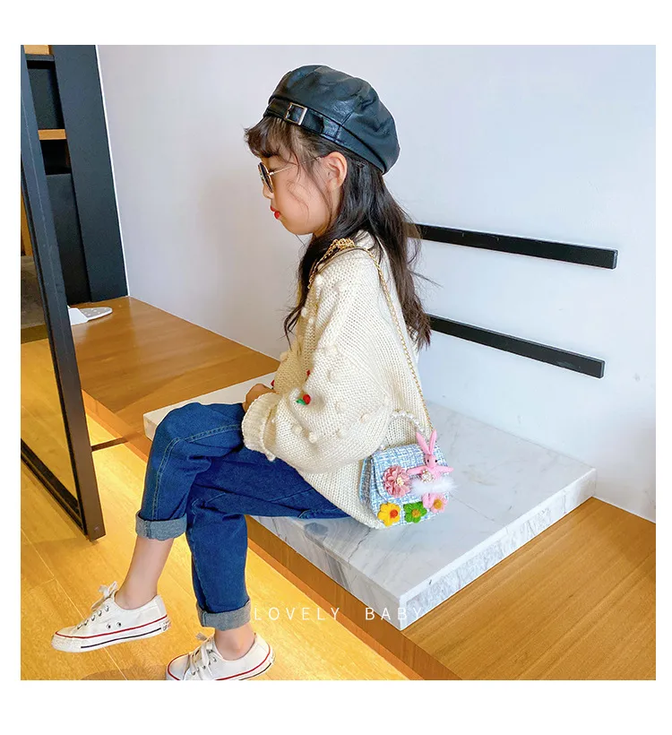 Fashion Children's Bag Cute Flower Baby Girl Coin Purse Cotton Linen Cartoon Bunny Children's Crossbody Bag display picture 22
