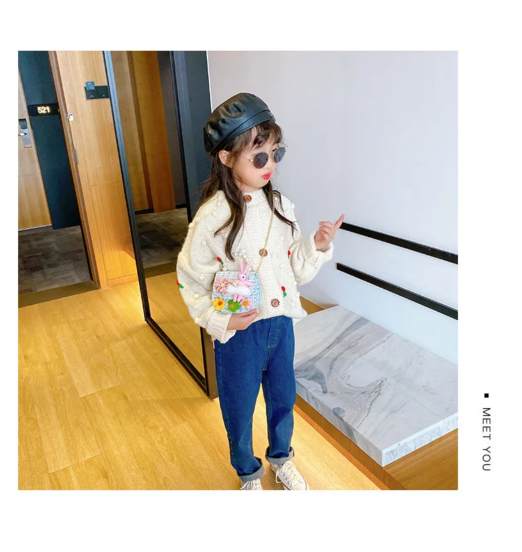 Fashion Children's Bag Cute Flower Baby Girl Coin Purse Cotton Linen Cartoon Bunny Children's Crossbody Bag display picture 23