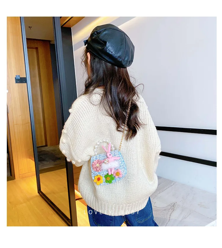 Fashion Children's Bag Cute Flower Baby Girl Coin Purse Cotton Linen Cartoon Bunny Children's Crossbody Bag display picture 26