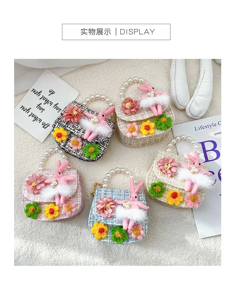Fashion Children's Bag Cute Flower Baby Girl Coin Purse Cotton Linen Cartoon Bunny Children's Crossbody Bag display picture 27