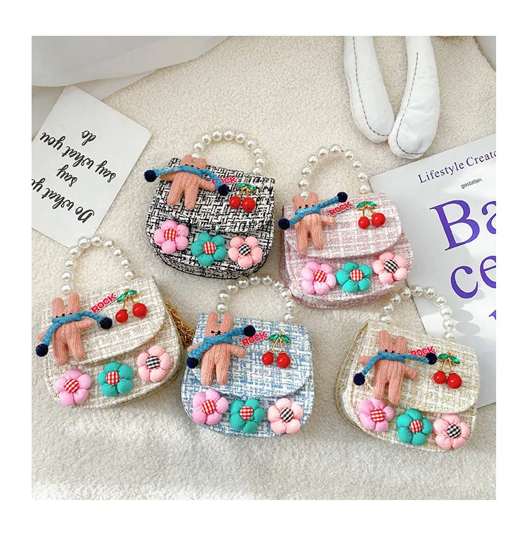 Fashion Children's Bag Cute Flower Baby Girl Coin Purse Cotton Linen Cartoon Bunny Children's Crossbody Bag display picture 28