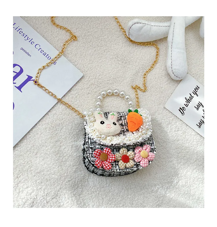 Fashion Children's Bag Cute Flower Baby Girl Coin Purse Cotton Linen Cartoon Bunny Children's Crossbody Bag display picture 44