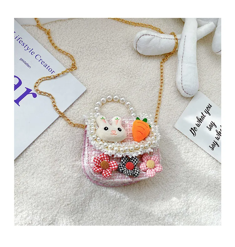 Fashion Children's Bag Cute Flower Baby Girl Coin Purse Cotton Linen Cartoon Bunny Children's Crossbody Bag display picture 46