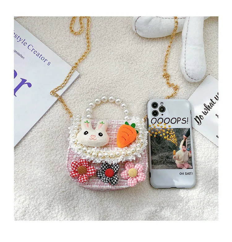 Fashion Children's Bag Cute Flower Baby Girl Coin Purse Cotton Linen Cartoon Bunny Children's Crossbody Bag display picture 57