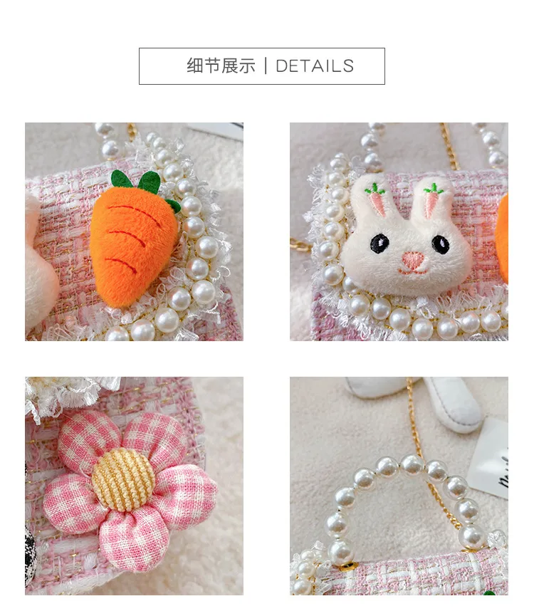 Fashion Children's Bag Cute Flower Baby Girl Coin Purse Cotton Linen Cartoon Bunny Children's Crossbody Bag display picture 62